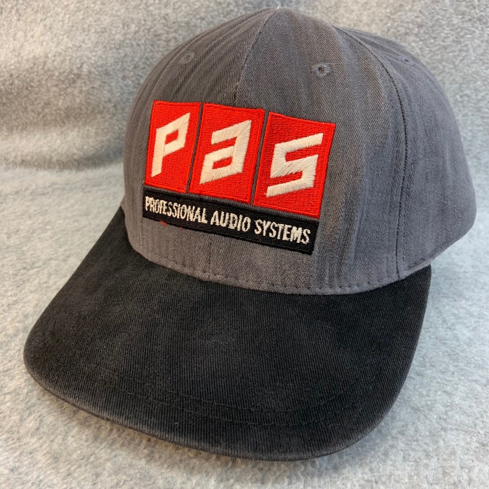PAS Logo Mens Grey Professional Audio Systems Hat Adjustable OSFM